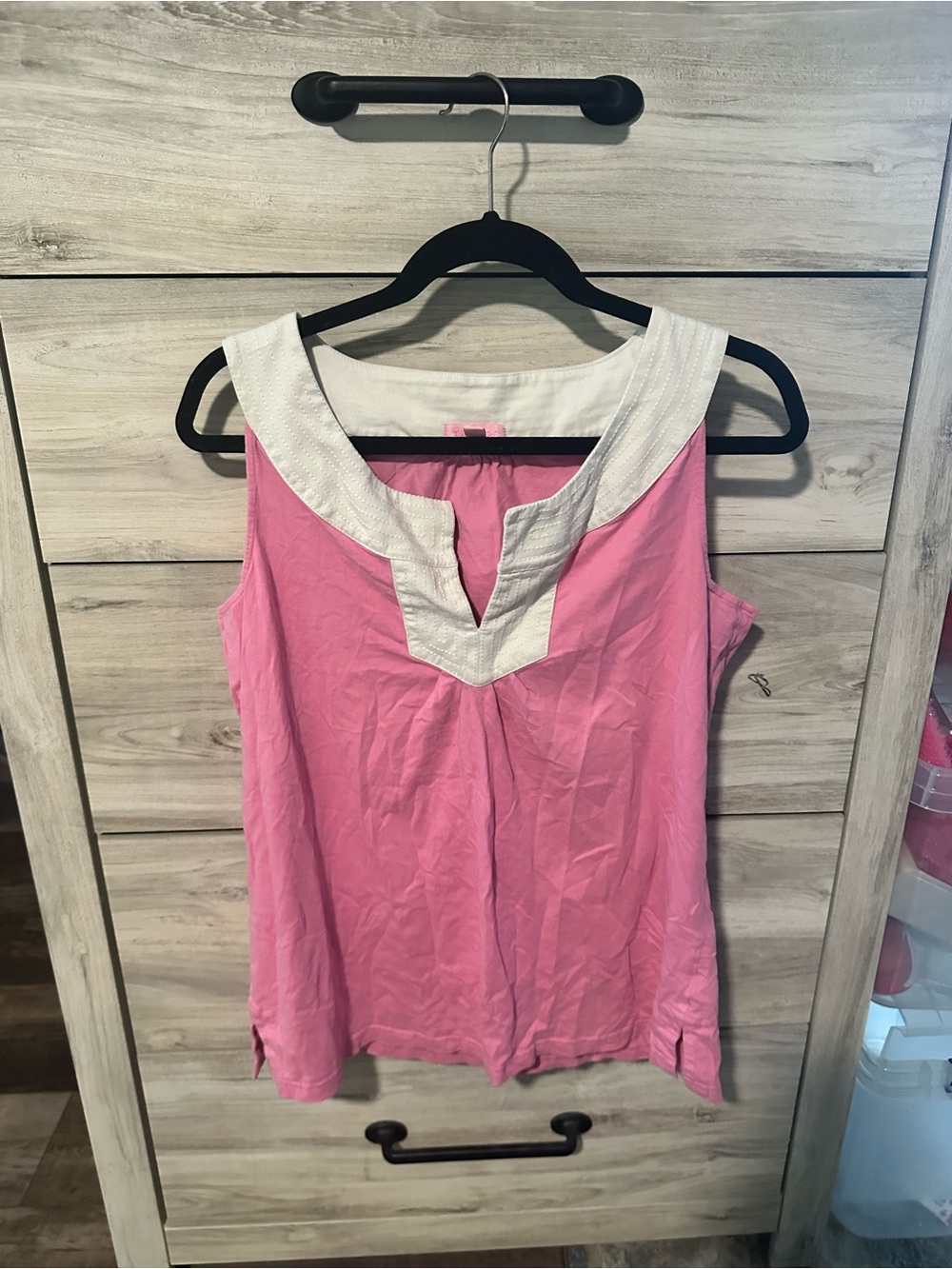 Lilly Pink Sleeveless Top with White Trim
